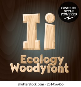 Vector font set of wood ecology font. Letter I