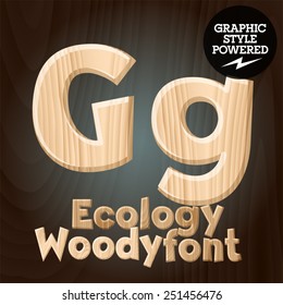 Conjunto de tipos de letra vectorial de la fuente de ecología de madera. Letra G