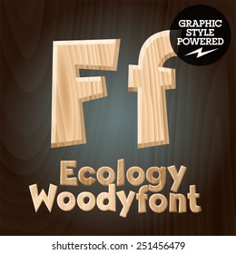 Vector font set of wood ecology font. Letter F