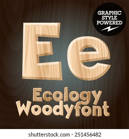 Vector font set of wood ecology font. Letter E