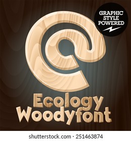 Vector font set of wood ecology font. Symbols 1