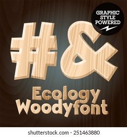 Vector font set of wood ecology font. Symbols 3