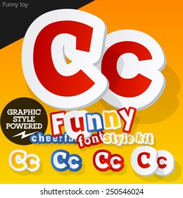 Vector font in shape of funny toys or cartoon elements. Letter C