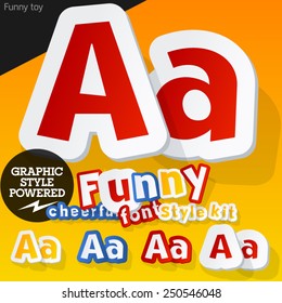 Vektorgrafik in Form von lustigen Spielzeugen oder Cartoon-Elementen. Buchstabe A