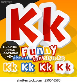Vector font in shape of funny toys or cartoon elements. Letter K