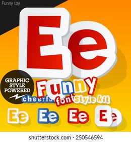 Vector font in shape of funny toys or cartoon elements. Letter E