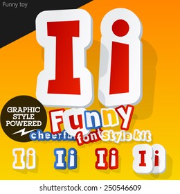 Vector font in shape of funny toys or cartoon elements. Letter I