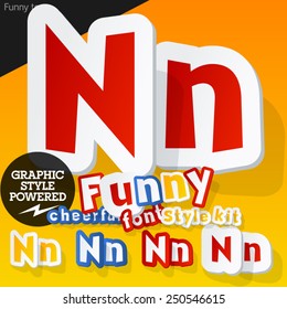 Vector font in shape of funny toys or cartoon elements. Letter N