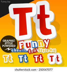 Vector font in shape of funny toys or cartoon elements. Letter T