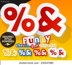 Vector font in shape of funny toys or cartoon elements. Symbols 