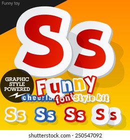 Vector font in shape of funny toys or cartoon elements. Letter S