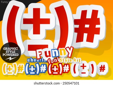 Vector font in shape of funny toys or cartoon elements. Symbols 