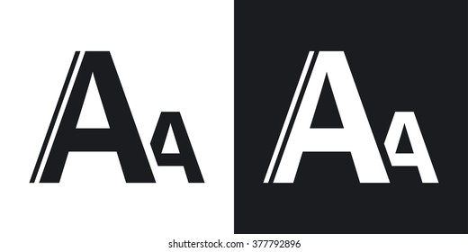 Vector font size icon. Two-tone version on black and white background