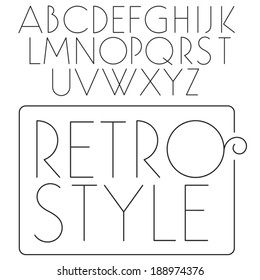 Vector Font. Slim Fashion Type. Light Retro Letters. Fashion Typeface.