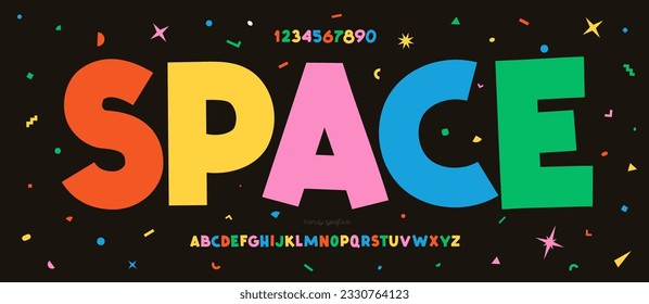 Vector font space colorful style trendy typography