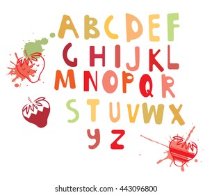 vector font with strawberry icons