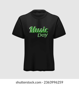 vector Font t shirt design for word music with music notes on black
