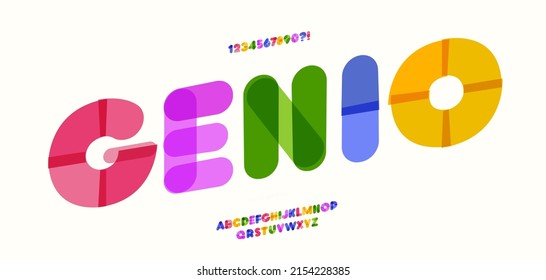 Vector font trendy color typography style for infographics, motion graphics, video, promotion, decoration, logotype, party poster, t shirt, book, animation, banner. 10 eps