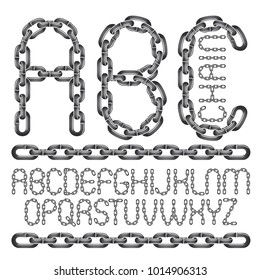 Vector font, trendy typescript can be used in poster creation. Capital decorative letters, abc created using connected chain link.

