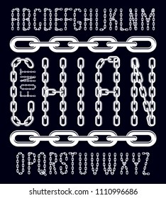 Vector font, trendy typescript can be used in poster creation. Capital decorative letters created using connected chain link.