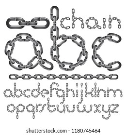 Vector font, trendy typescript can be used in poster creation. Lower case decorative letters, abc created using connected chain link.