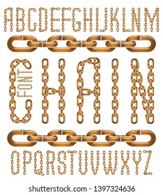 Vector font, trendy typescript can be used in poster creation. Upper case creative letters  made with steel chain link, joined link.