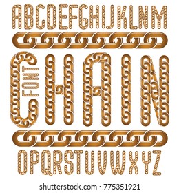 Vector font, trendy typescript can be used in poster creation. Capital business decorative letters created using connected chain link.

