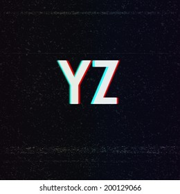 Vector Font with TV Stereo Effect. From Y to Z