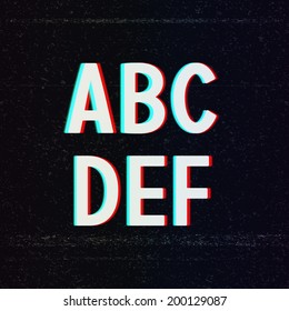 Vector Font with TV Stereo Effect. From A to F