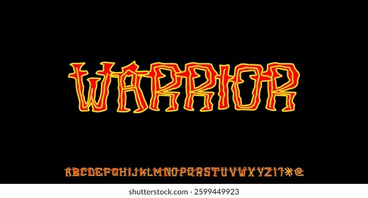 vector font typeface with a black background.music font design, perfect for metal and horror themes. This intense and edgy font is ideal for album covers, posters, and apparel, giving projects a dark