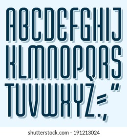 Vector Font. Ultra Condensed Decorative Typeface. Modern Slim Type.