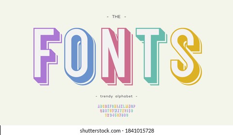 Vector fonts bold color style modern typography for infographics, motion graphics, video. 10 eps