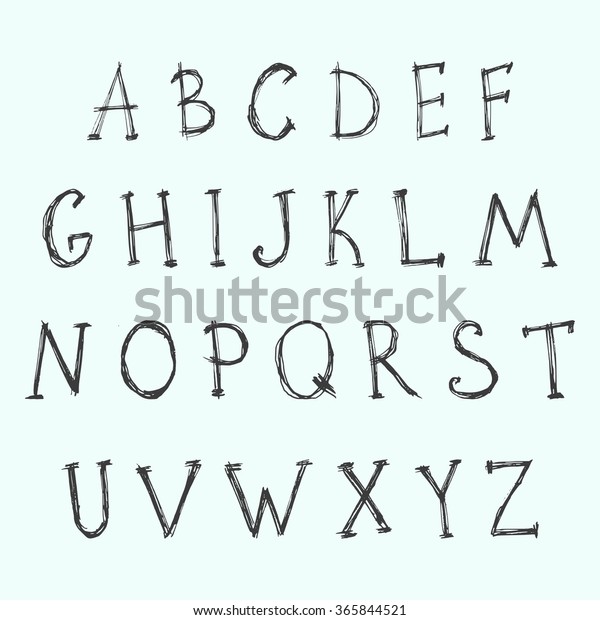 Vector Fonts Handwritten Alphabet That Drawn Stock Vector (Royalty Free