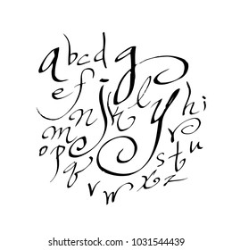 Alphabet Number Hand Drawn Calligraphy Vector Stock Vector (Royalty ...