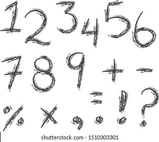 Vector fonts , Handwritten calligraphy, grunge number and symbols 