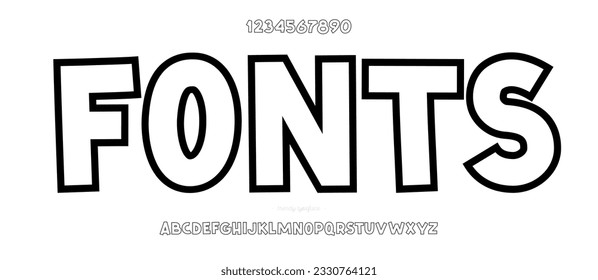 Vector fonts line style black color trendy typography