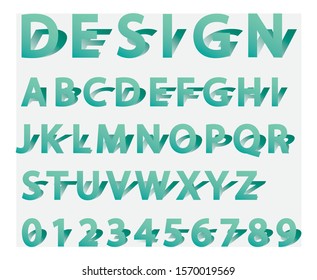 Vector fonts Trendy font style fonts Latin letters from A to Z and numbers from 0 to 9 in the green box
