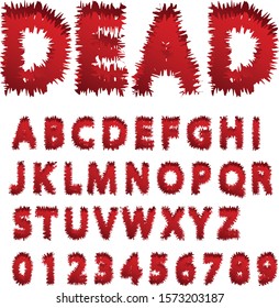 Vector fonts Trendy font from A to Z and numbers from 0 to 9 in the red 