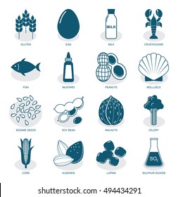 vector of food allergens icons