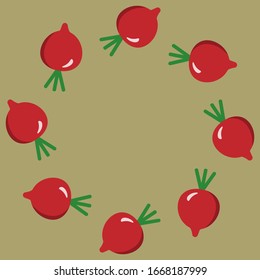 Vector of food, beetroot round frame, Clean Eating vegan diet Concept design illustration.