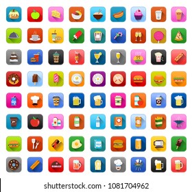 vector food and Beverage Icons set - drink menu - lunch, dinner and restaurant Icons