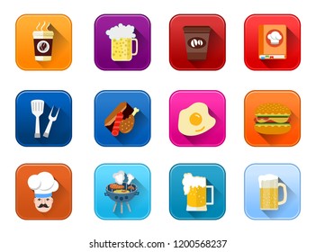 vector food and Beverage Icons set - drink menu - lunch, dinner and restaurant Icons