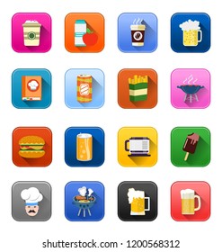 vector food and Beverage Icons set - drink menu - lunch, dinner and restaurant Icons