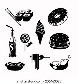 Vector food black icon set