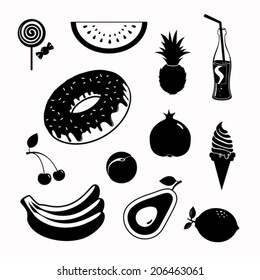 Vector food black icon set
