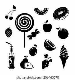 Vector food black icon set