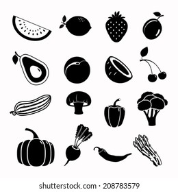 Vector food black icon set