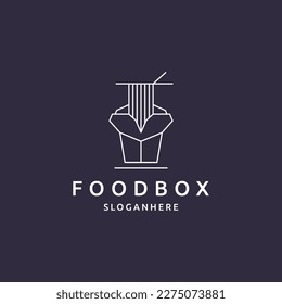 Vector food box logo design. icon label for shop, delivery, cafe, restaurant, catering.
