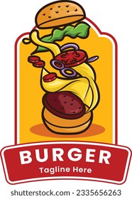 Vector food burger illustration for food bussiness and gaming team isolated 