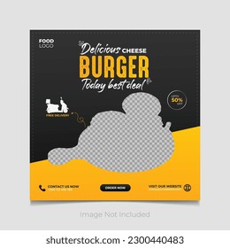 Vector food burger social media post template